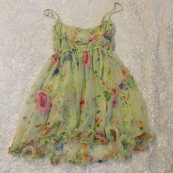 VTG Victoria's Secret Floral Babydoll Camisole Green Sheer Y2K Soft Coquette XS - Picture 2 of 5